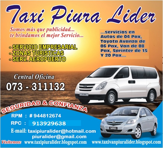 Taxi Van Piura Lider A Mancora - Decameron - Zorritos Piura